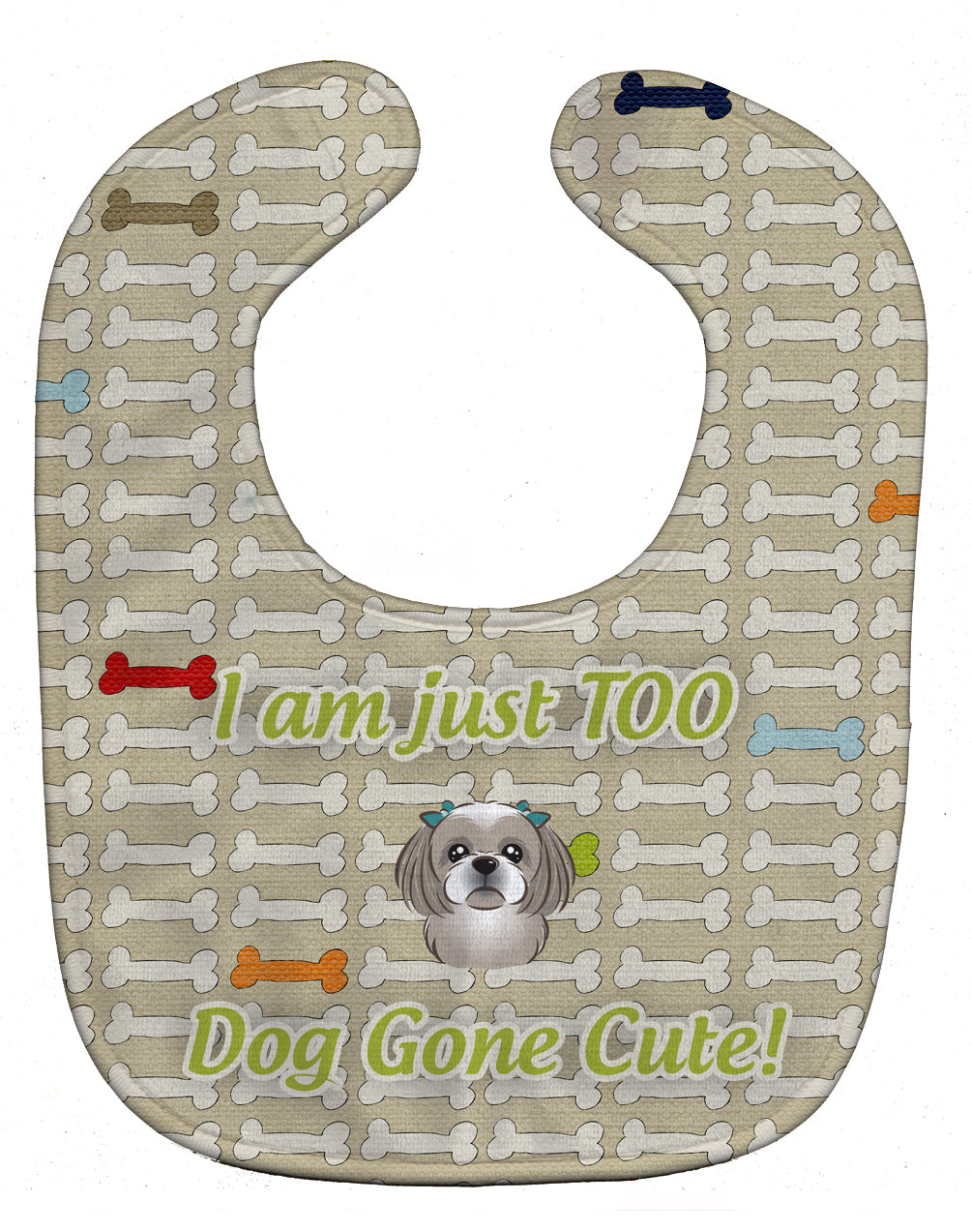 Too Cute Gray Silver Shih Tzu Baby Bib BB5819BIB - the-store.com