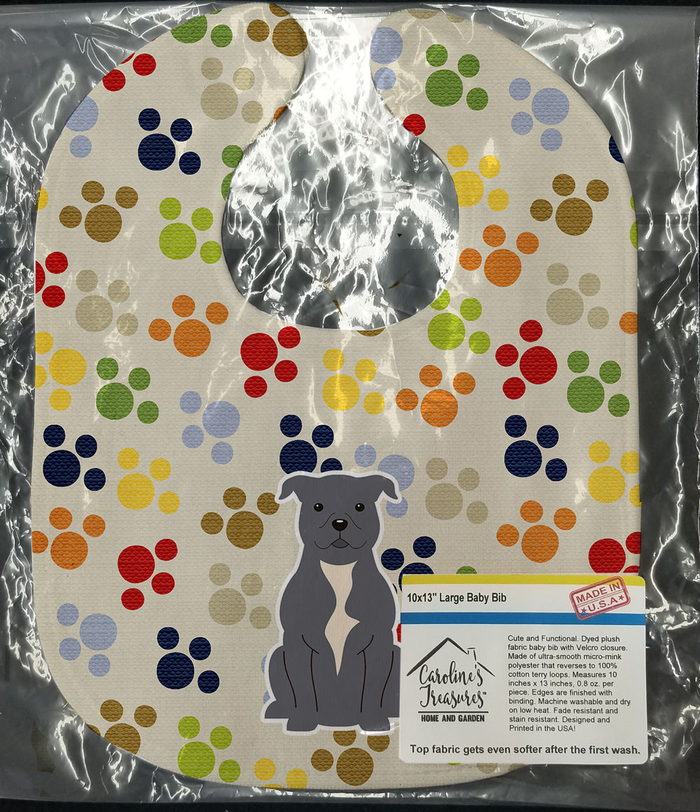 Pawprints Staffordshire Bull Terrier Blue Baby Bib BB5875BIB - the-store.com