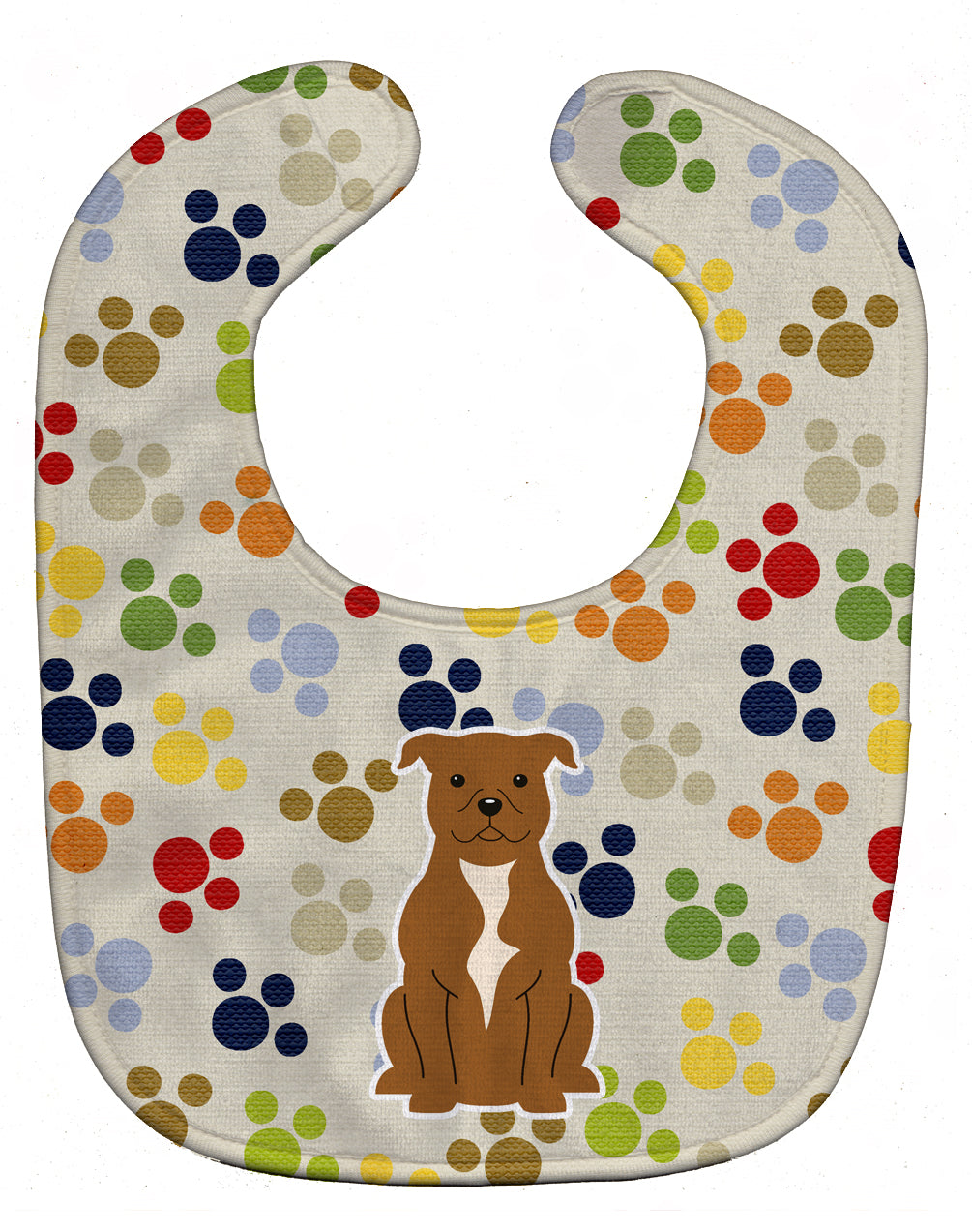 Pawprints Staffordshire Bull Terrier Brown Baby Bib BB5876BIB - the-store.com