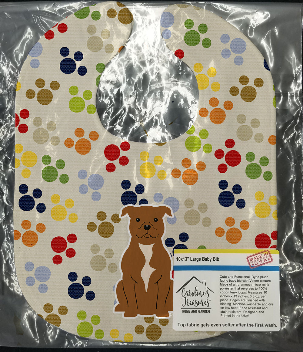 Pawprints Staffordshire Bull Terrier Brown Baby Bib BB5876BIB - the-store.com