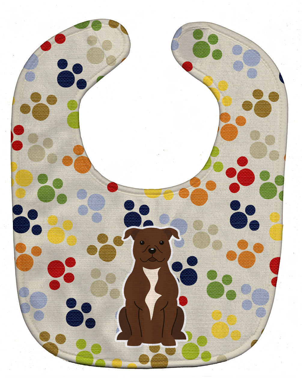 Pawprints Staffordshire Bull Terrier Chocolate Baby Bib BB5877BIB - the-store.com