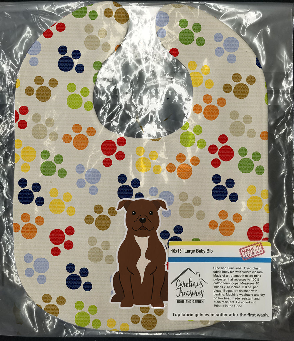 Pawprints Staffordshire Bull Terrier Chocolate Baby Bib BB5877BIB - the-store.com