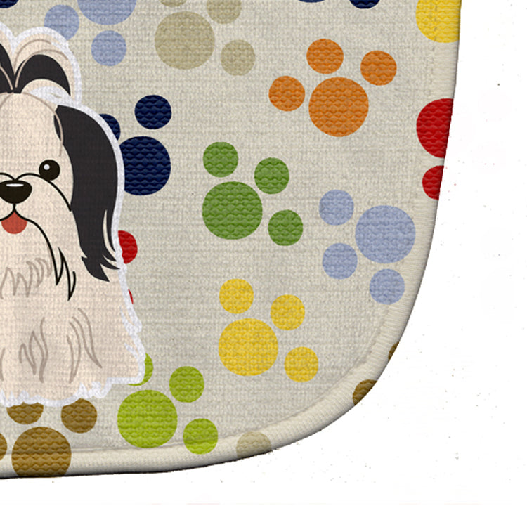 Pawprints Shih Tzu Black White Baby Bib BB5917BIB - the-store.com