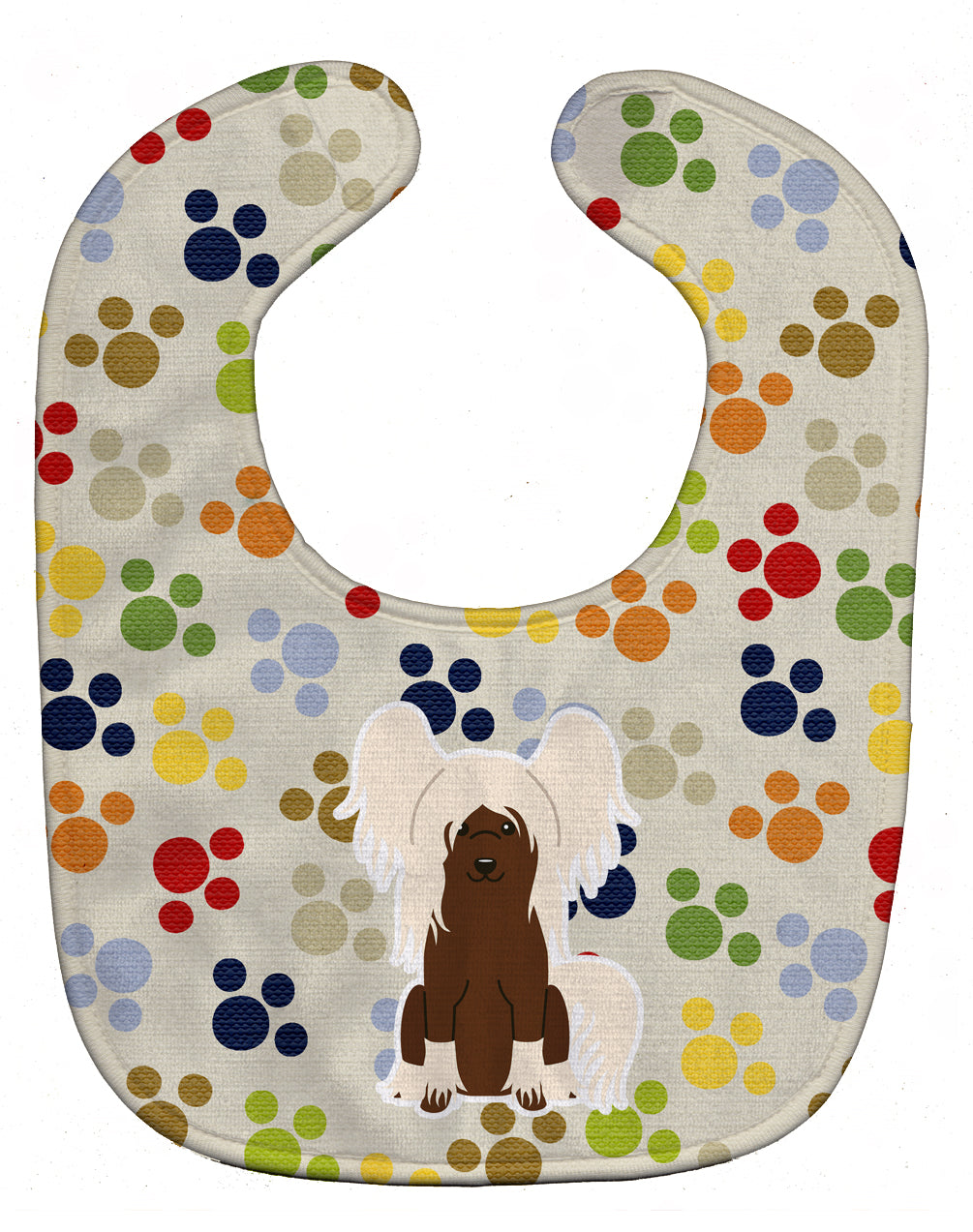 Pawprints Chinese Crested Cream Baby Bib BB5942BIB - the-store.com