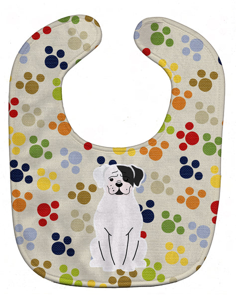 Pawprints White Boxer Cooper Baby Bib BB5943BIB - the-store.com