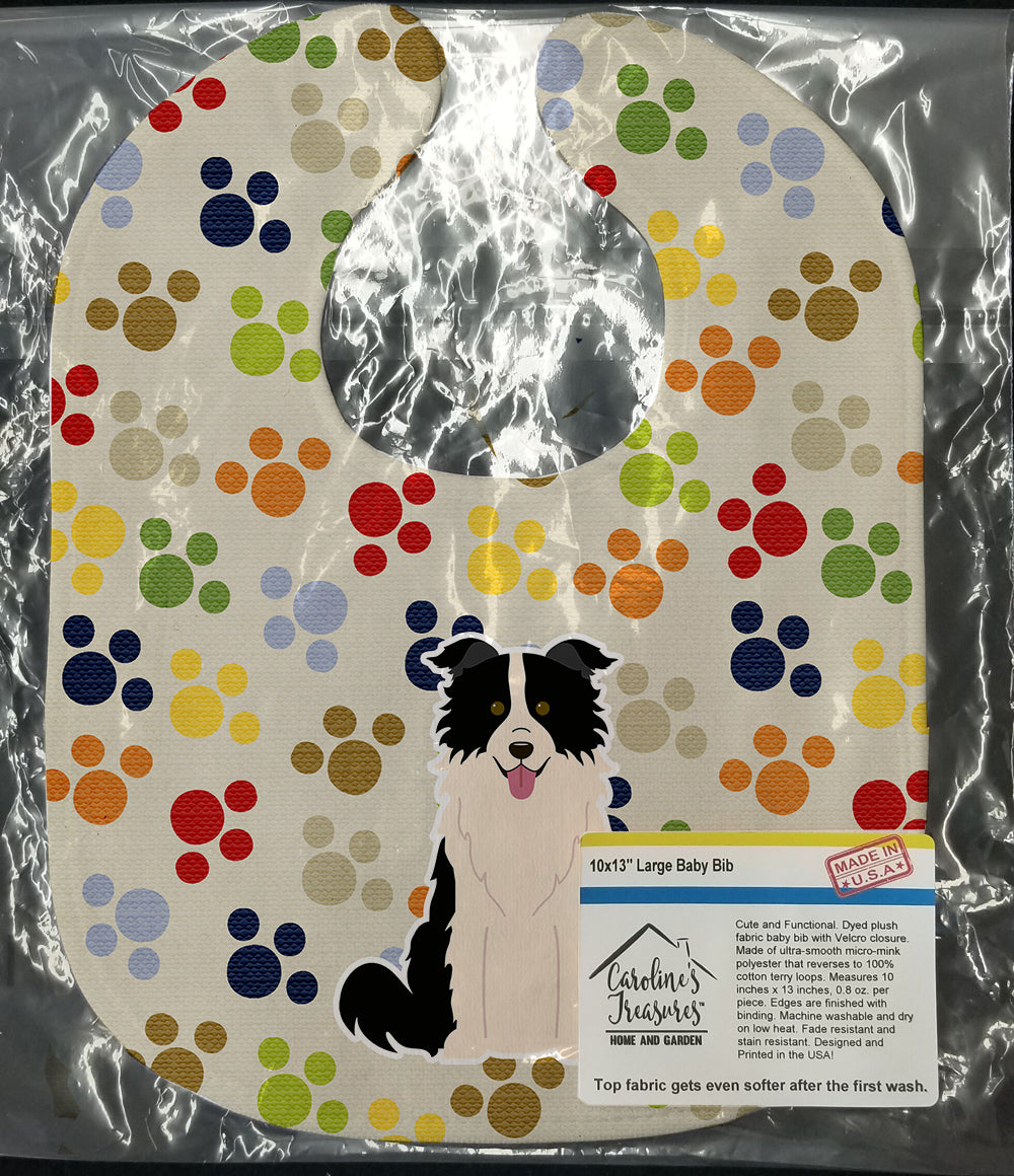 Pawprints Border Collie Black White Baby Bib BB5947BIB - the-store.com