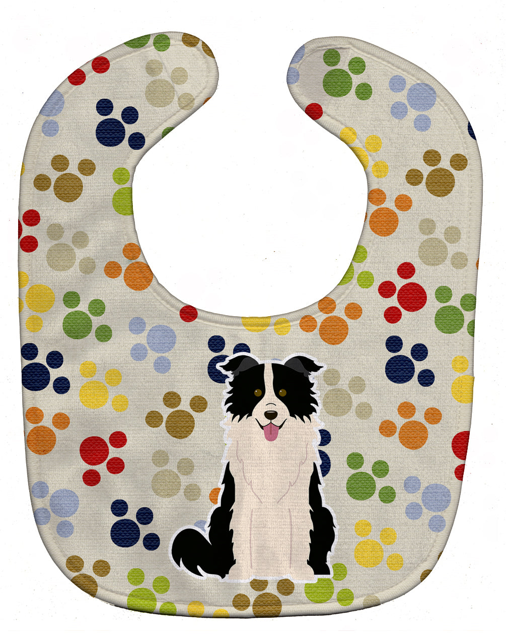 Pawprints Border Collie Black White Baby Bib BB5947BIB - the-store.com