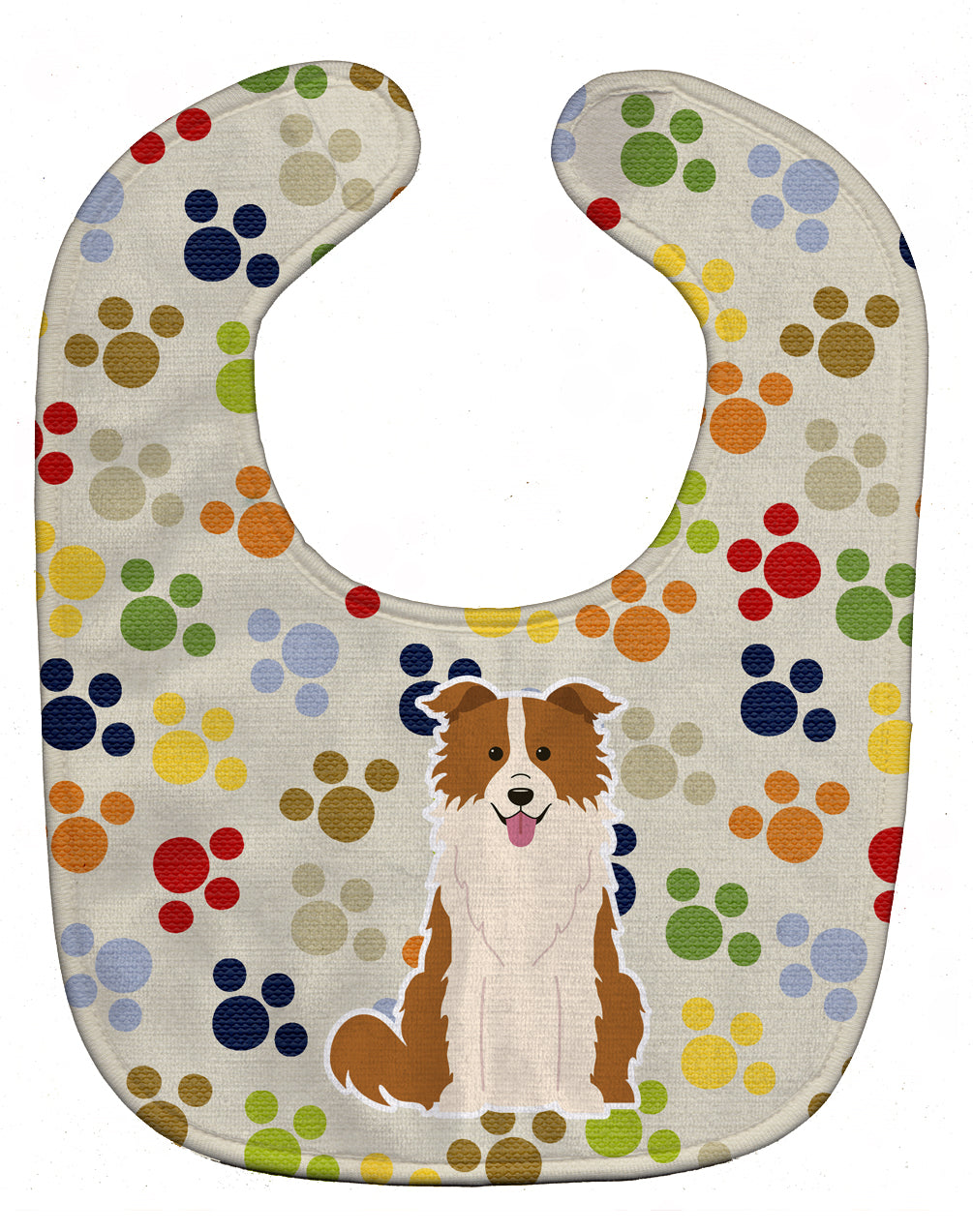 Pawprints Border Collie Red White Baby Bib BB5948BIB - the-store.com