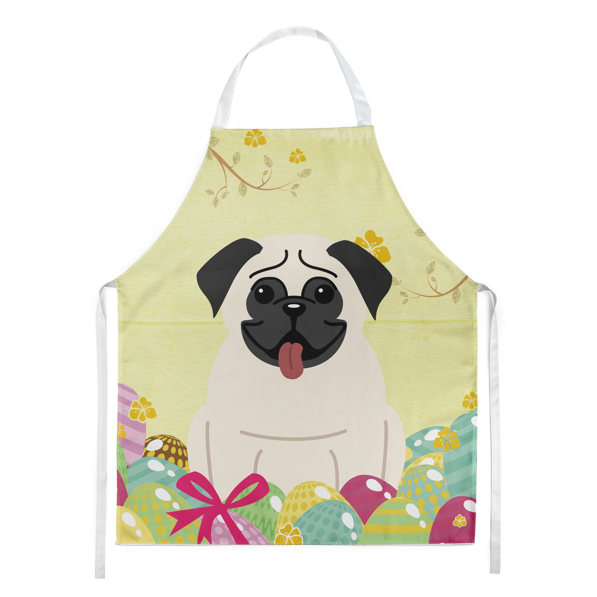 Easter Eggs Pug Cream Apron BB6004APRON  the-store.com.