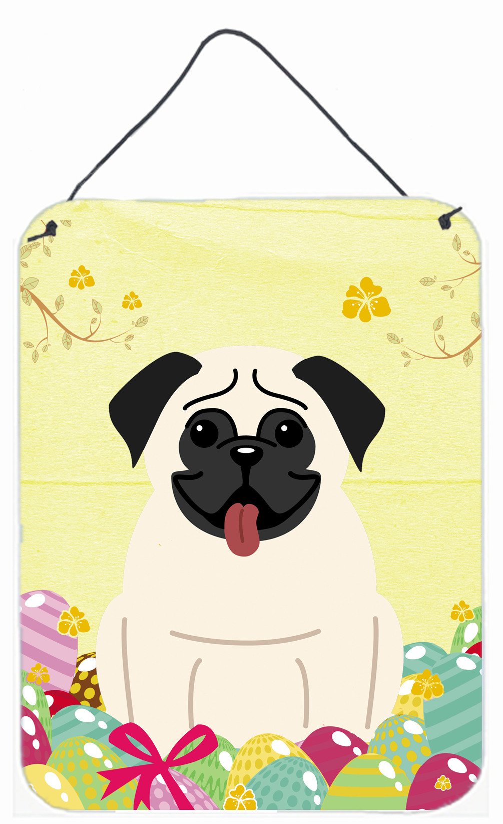 Easter Eggs Pug Cream Wall or Door Hanging Prints BB6004DS1216 by Caroline&#39;s Treasures