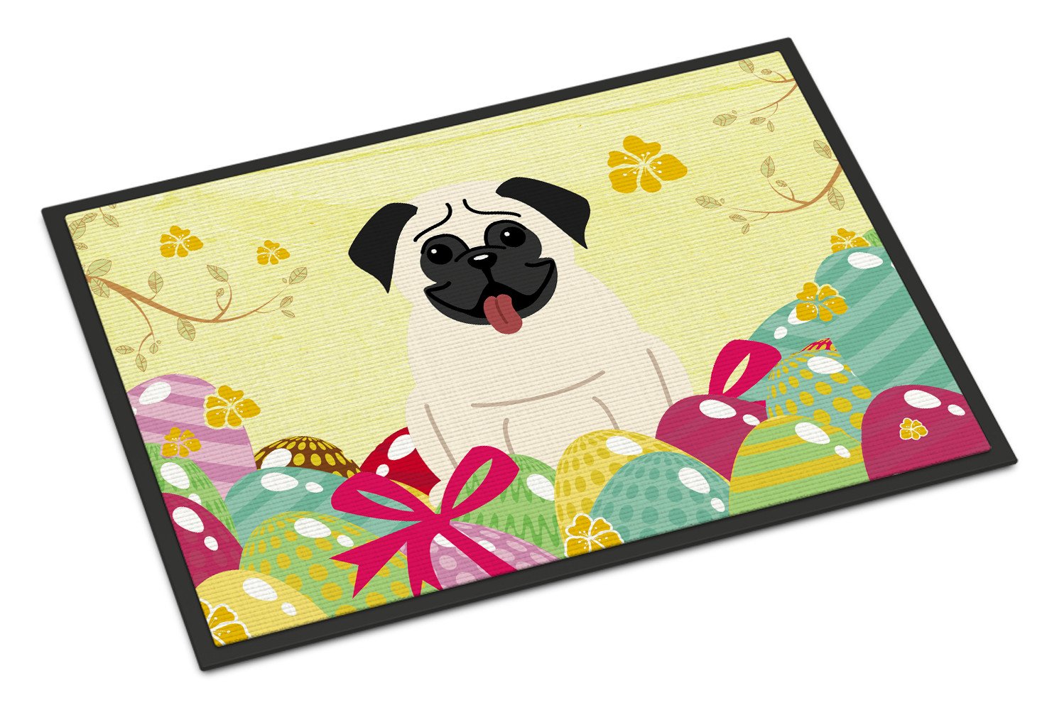 Easter Eggs Pug Cream Indoor or Outdoor Mat 24x36 BB6004JMAT by Caroline's Treasures