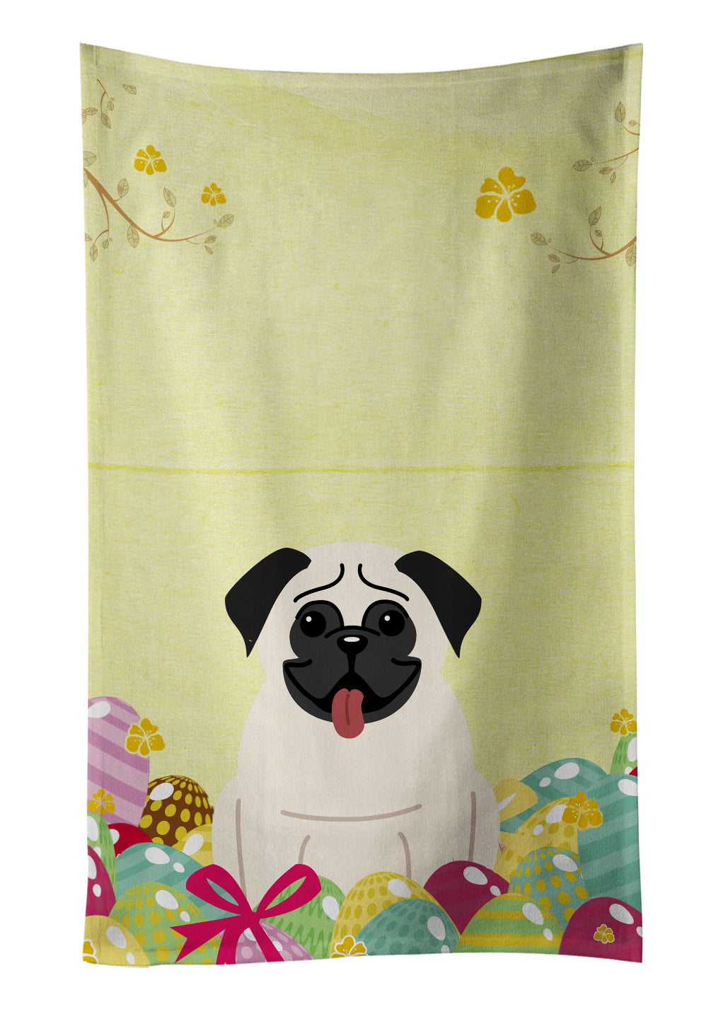 Easter Eggs Pug Cream Kitchen Towel BB6004KTWL - the-store.com