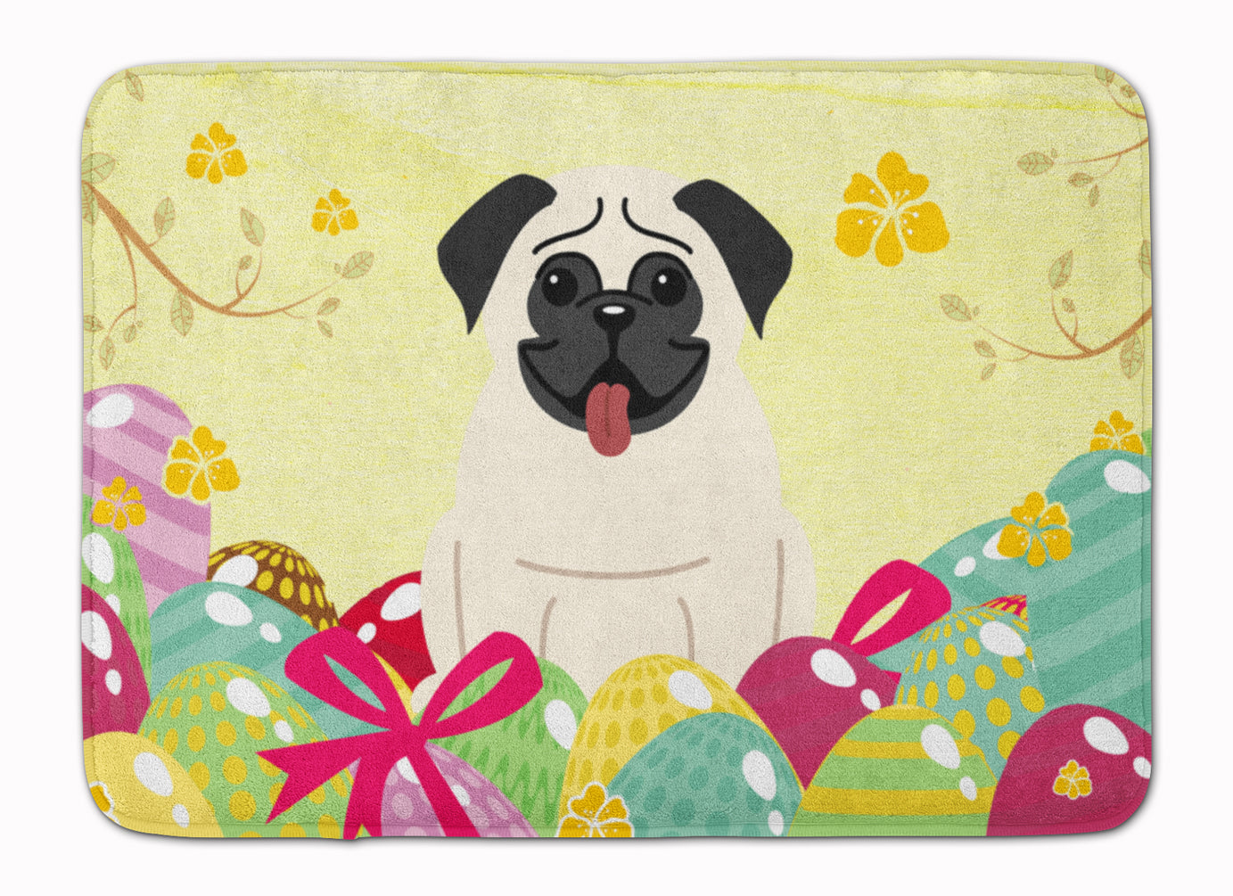 Easter Eggs Pug Cream Machine Washable Memory Foam Mat BB6004RUG - the-store.com