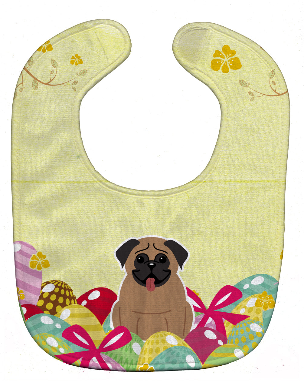 Easter Eggs Pug Brown Baby Bib BB6005BIB - the-store.com