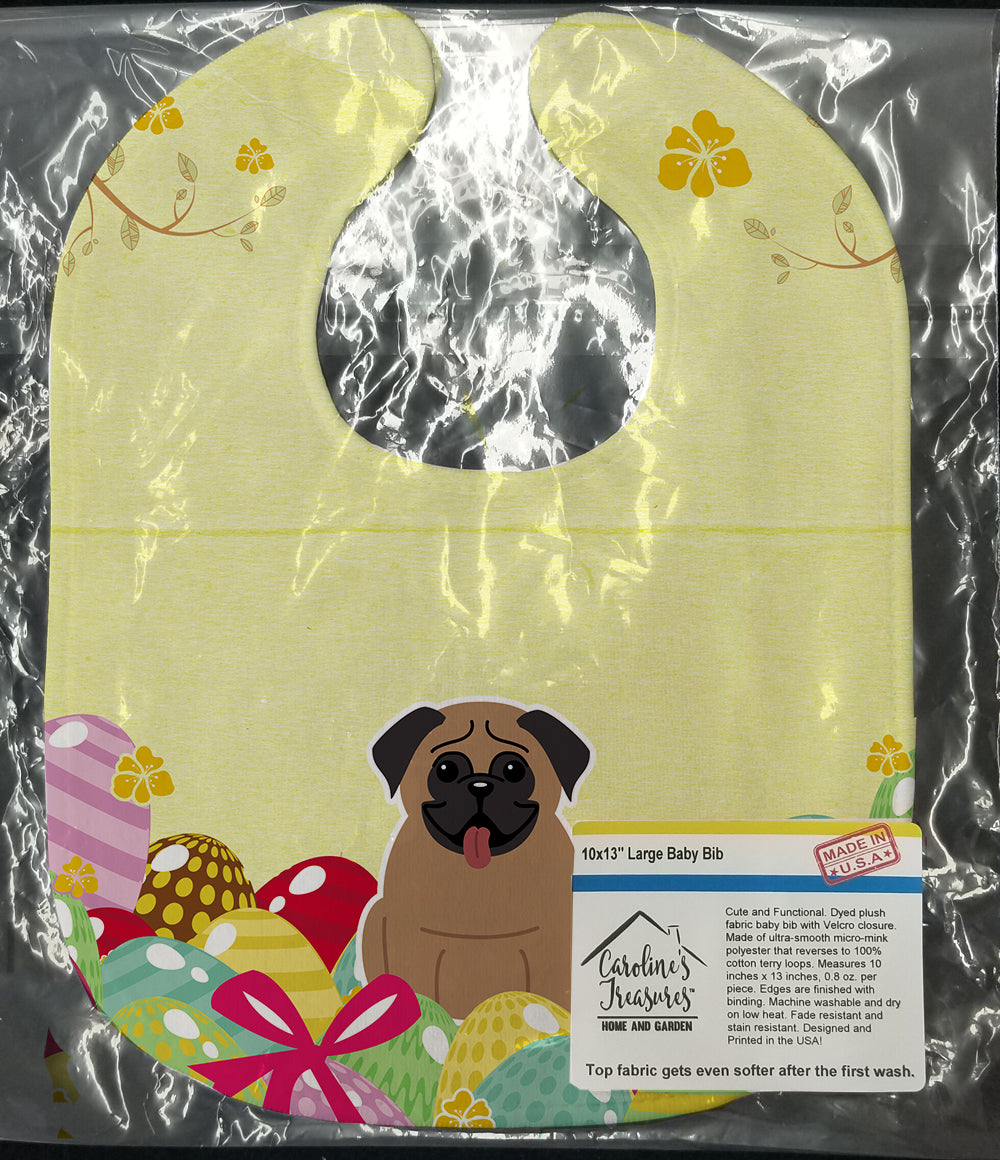 Easter Eggs Pug Brown Baby Bib BB6005BIB - the-store.com