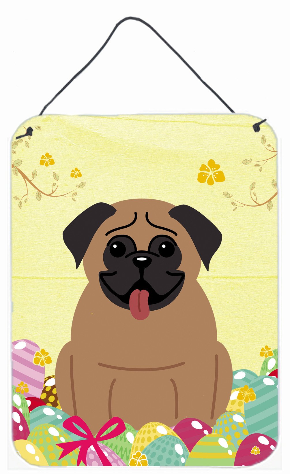 Easter Eggs Pug Brown Wall or Door Hanging Prints BB6005DS1216 by Caroline&#39;s Treasures