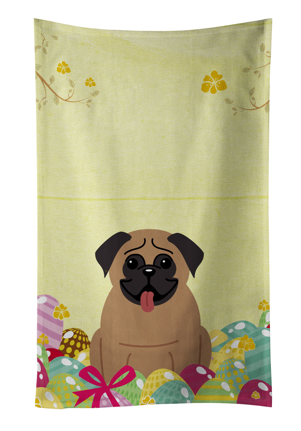 Easter Eggs Pug Brown Kitchen Towel BB6005KTWL - the-store.com