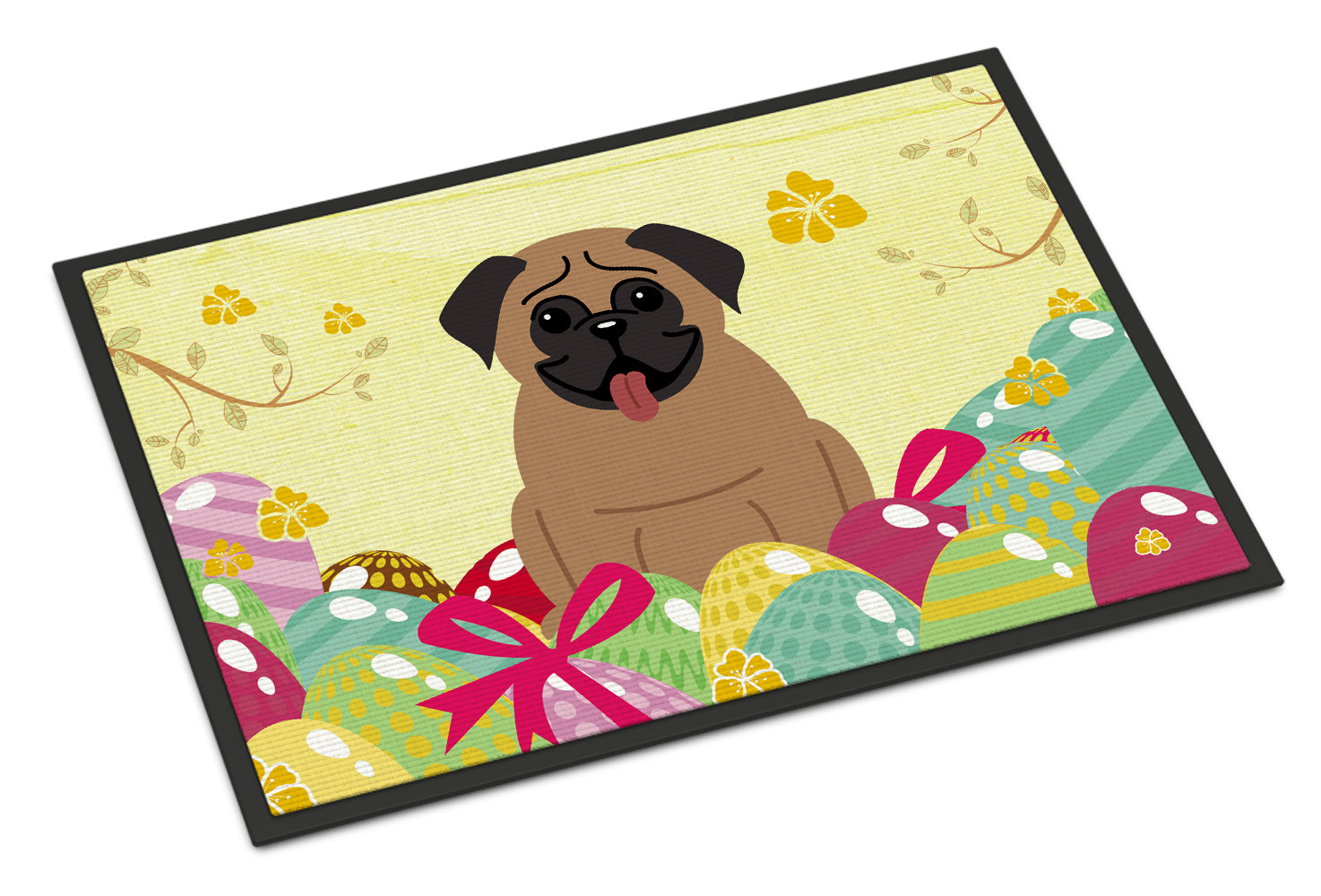 Easter Eggs Pug Brown Indoor or Outdoor Mat 18x27 BB6005MAT - the-store.com