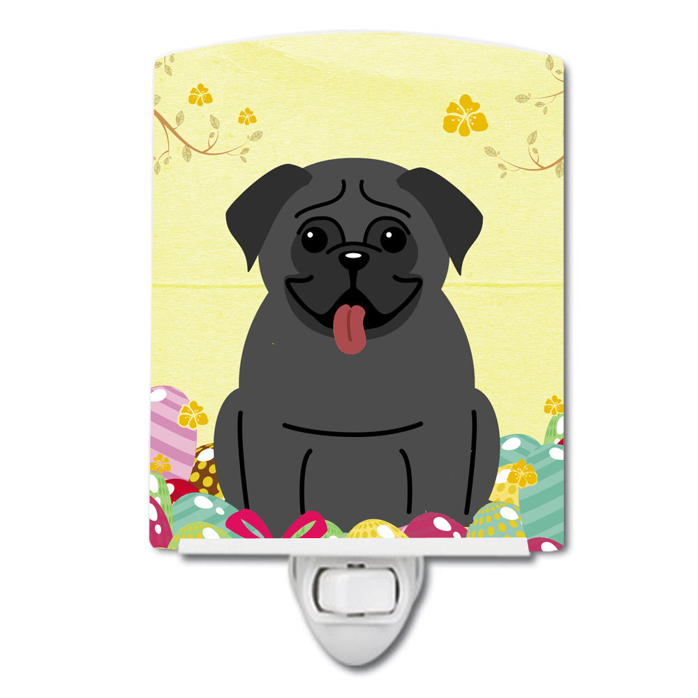 Easter Eggs Pug Black Ceramic Night Light BB6006CNL - the-store.com