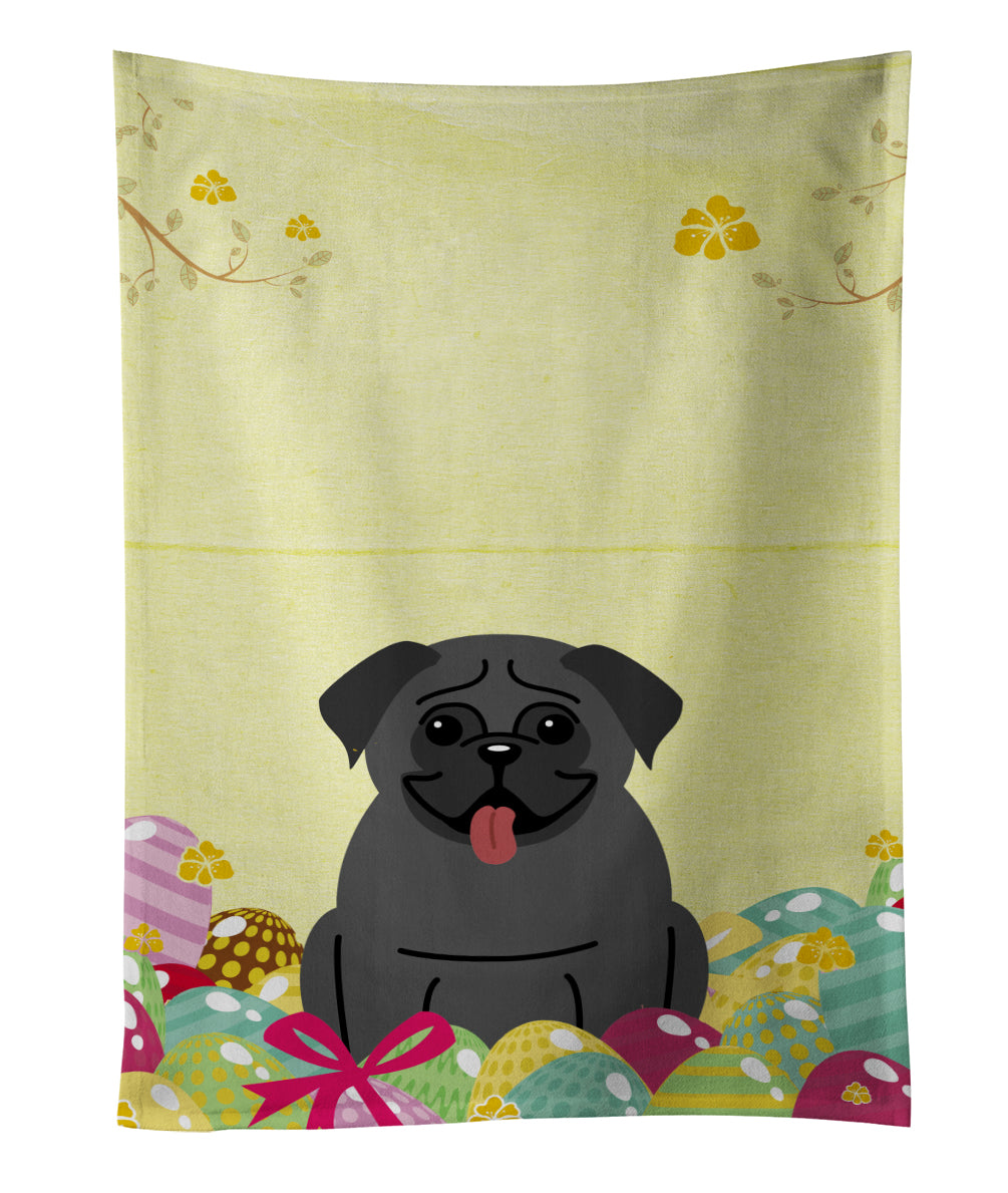 Easter Eggs Pug Black Kitchen Towel BB6006KTWL - the-store.com