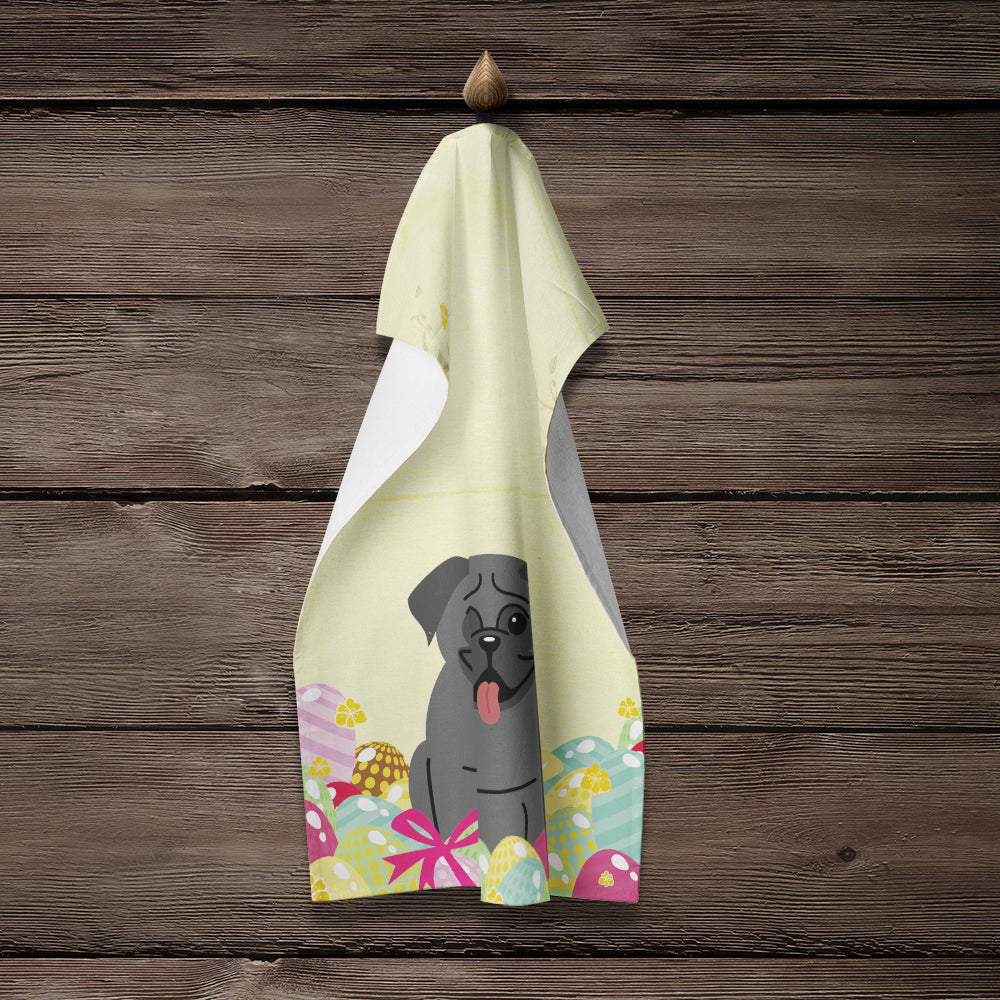 Easter Eggs Pug Black Kitchen Towel BB6006KTWL - the-store.com