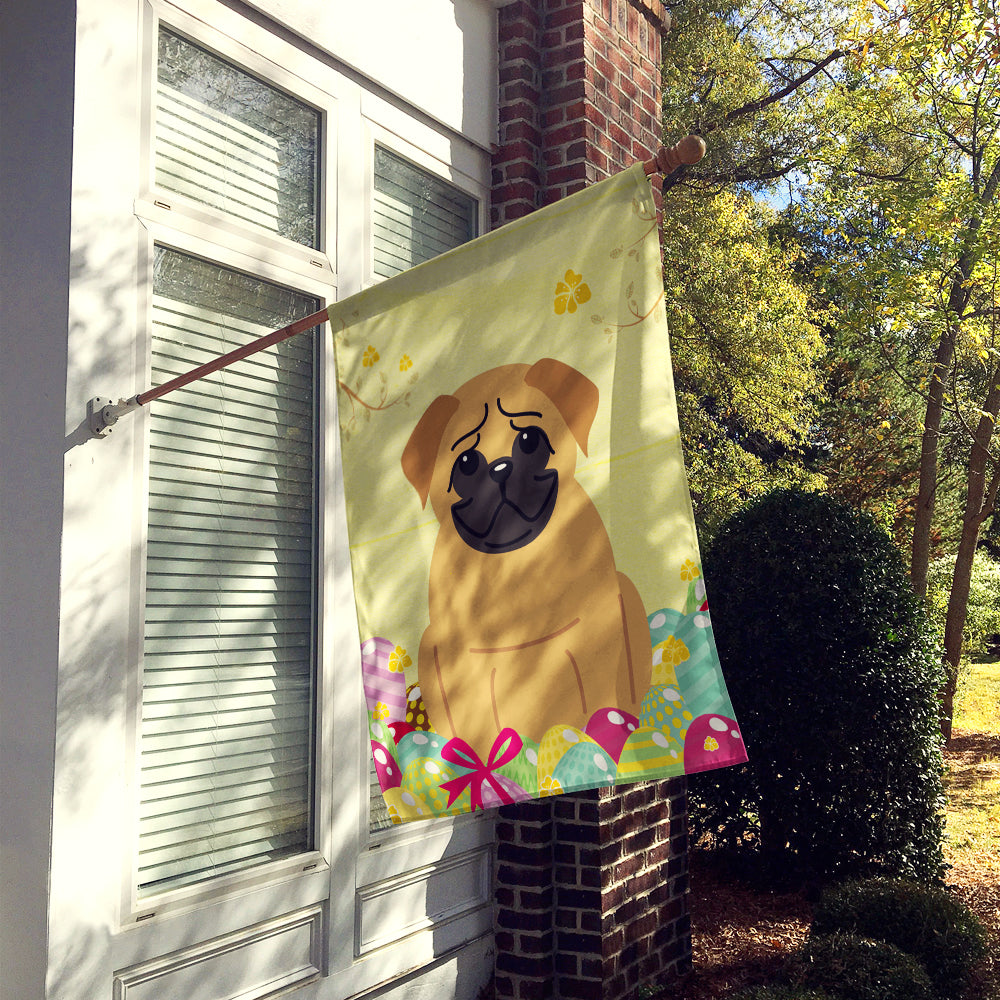 Easter Eggs Pug Brown Flag Canvas House Size BB6007CHF  the-store.com.