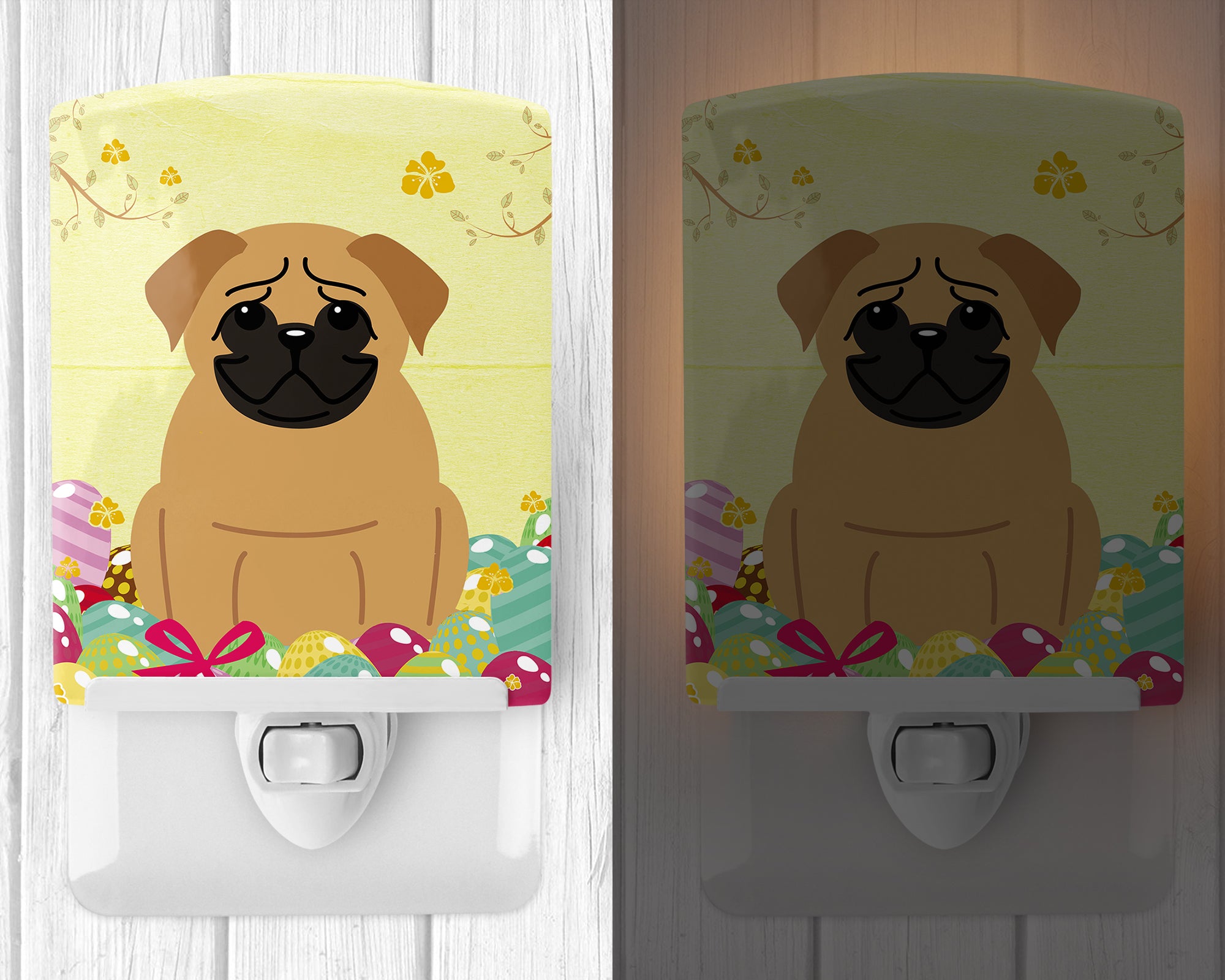 Easter Eggs Pug Brown Ceramic Night Light BB6007CNL - the-store.com