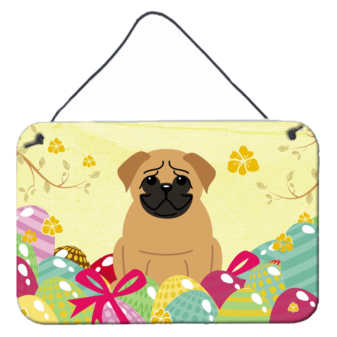 Easter Eggs Pug Brown Wall or Door Hanging Prints BB6007DS812 by Caroline&#39;s Treasures