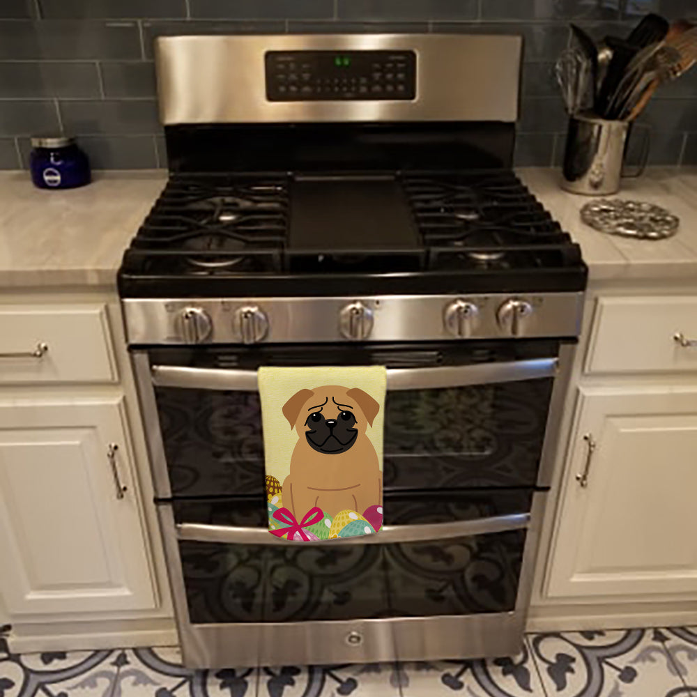 Easter Eggs Pug Brown Kitchen Towel BB6007KTWL - the-store.com