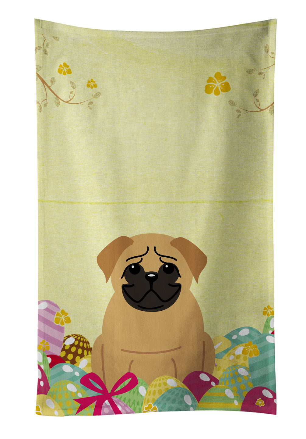 Easter Eggs Pug Brown Kitchen Towel BB6007KTWL - the-store.com