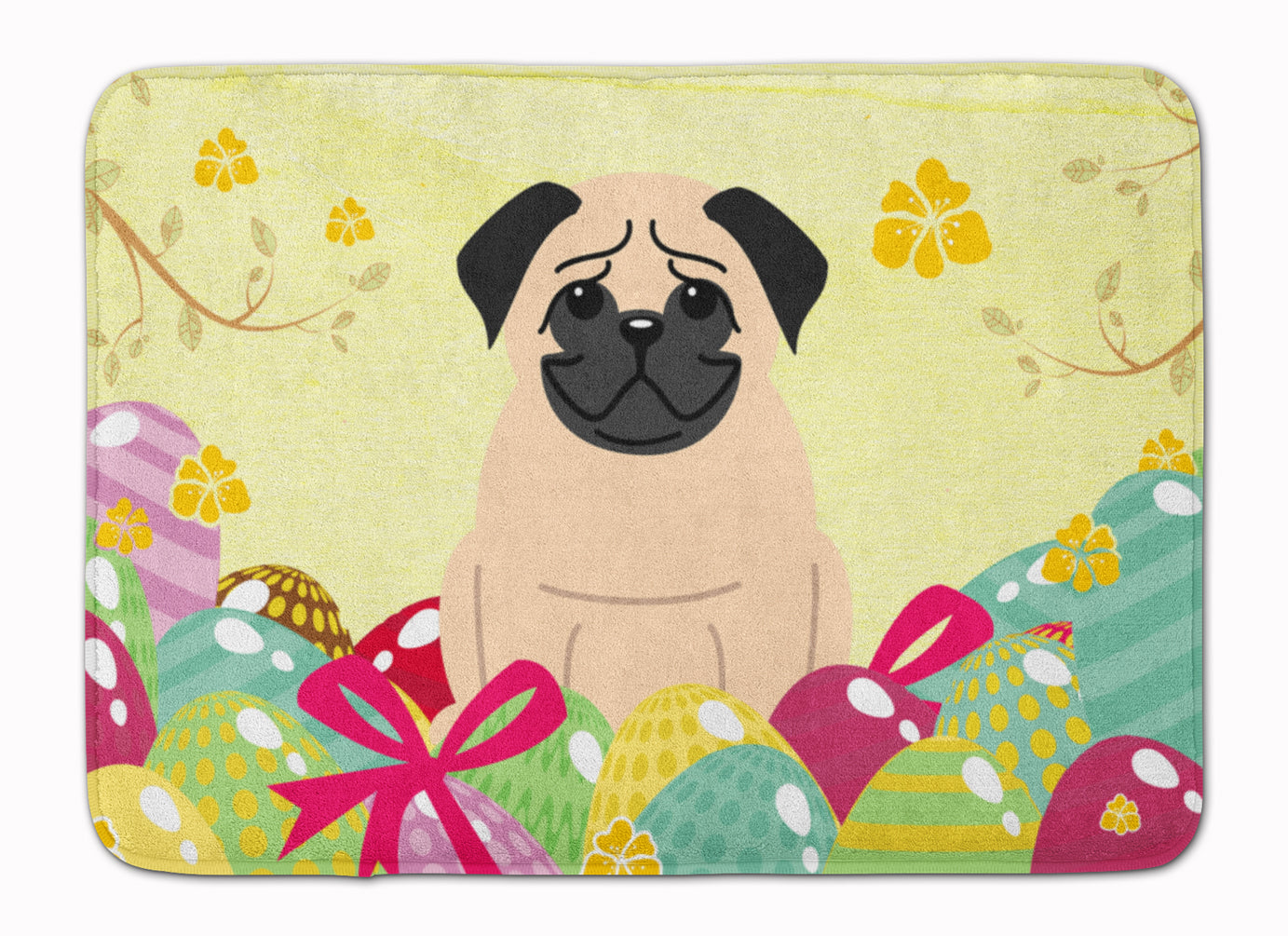 Easter Eggs Pug Fawn Machine Washable Memory Foam Mat BB6008RUG - the-store.com