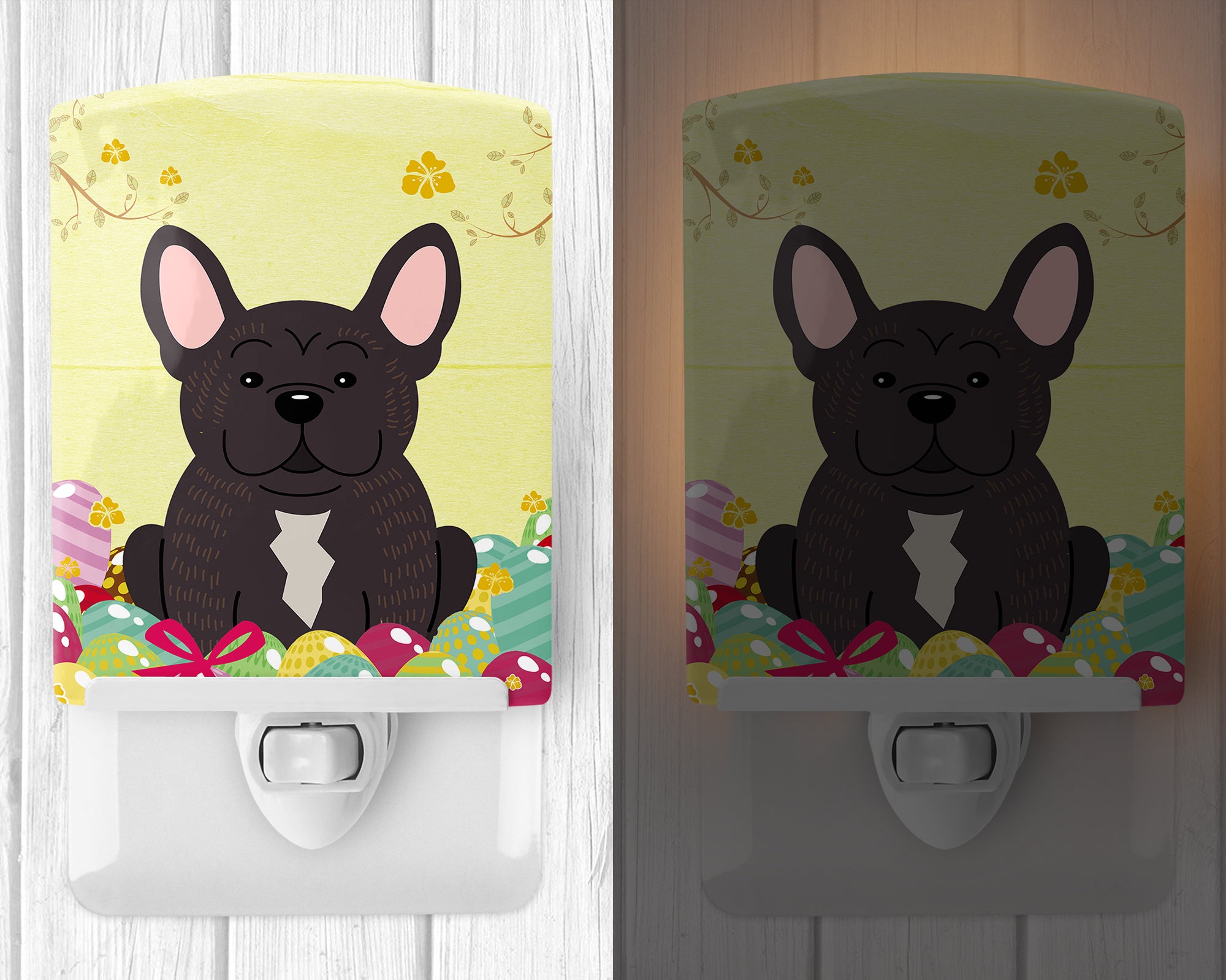 Easter Eggs French Bulldog Brindle Ceramic Night Light BB6009CNL - the-store.com