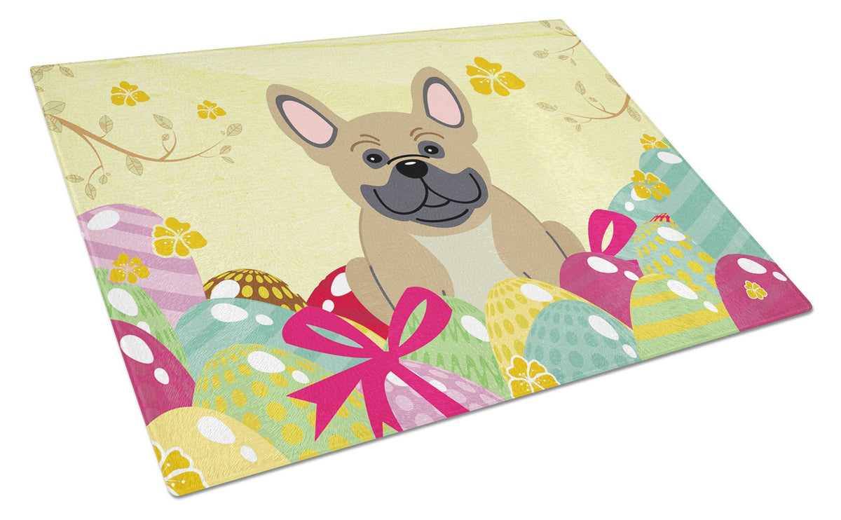 Easter Eggs French Bulldog Cream Glass Cutting Board Large BB6010LCB by Caroline&#39;s Treasures