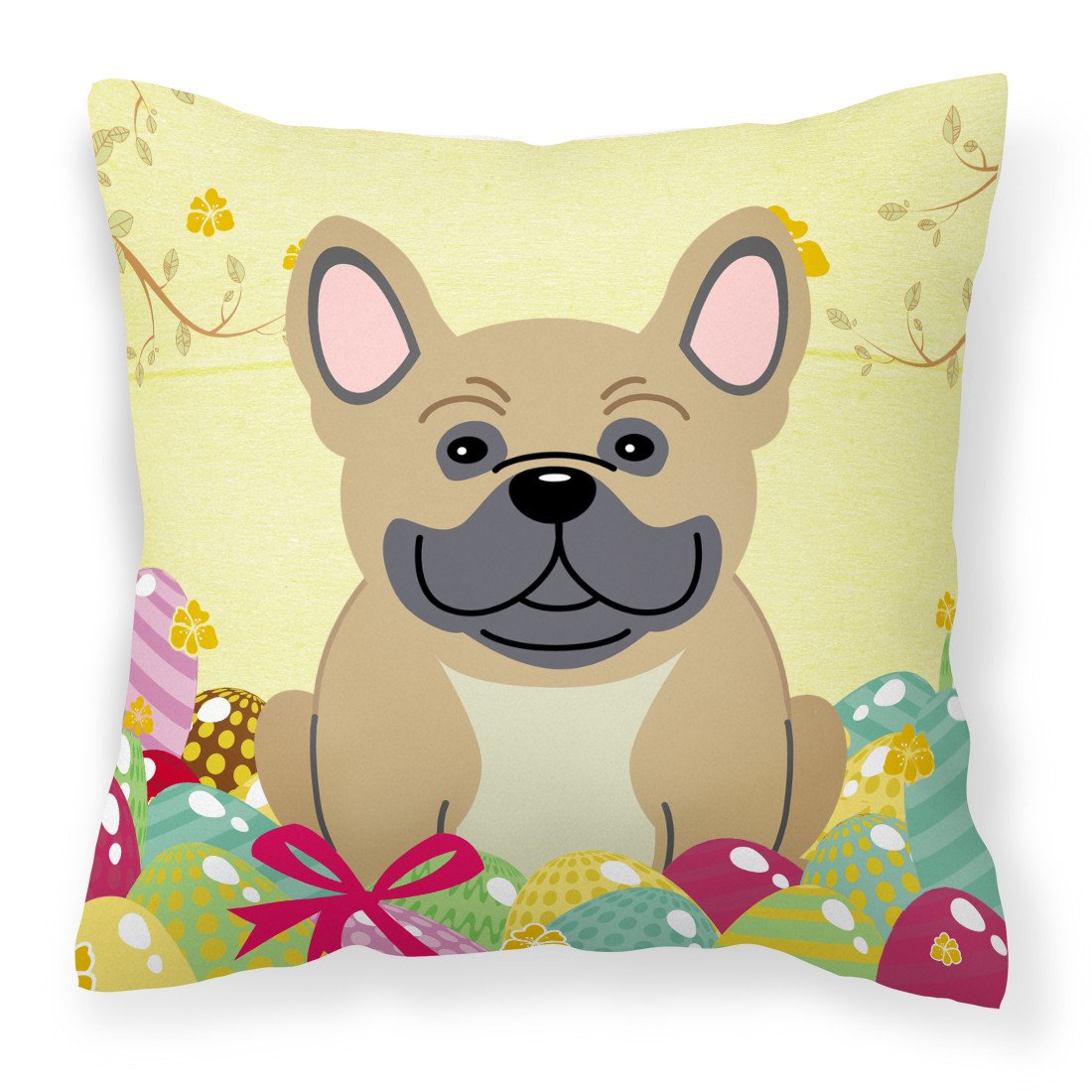 Easter Eggs French Bulldog Cream Fabric Decorative Pillow BB6010PW1818 by Caroline&#39;s Treasures