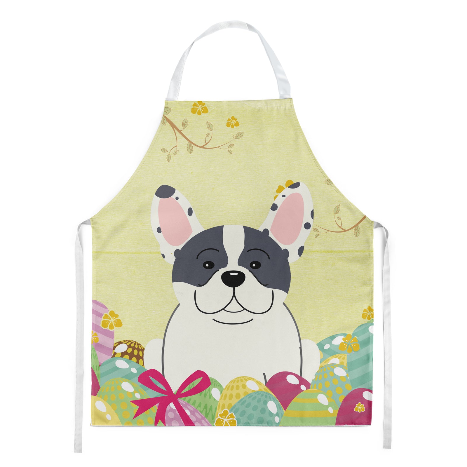 Easter Eggs French Bulldog Piebald Apron BB6011APRON  the-store.com.