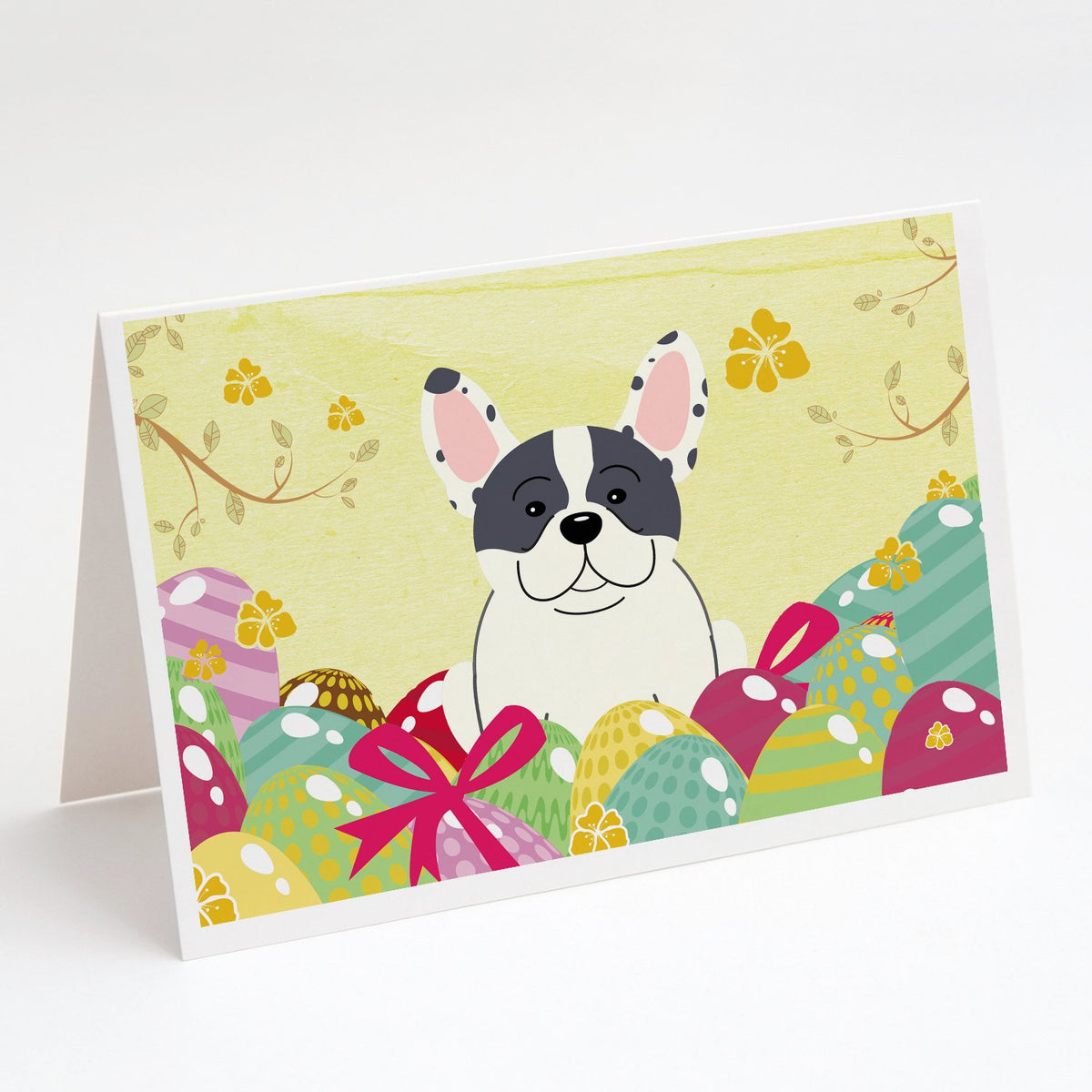 Buy this Easter Eggs French Bulldog Piebald Greeting Cards and Envelopes Pack of 8