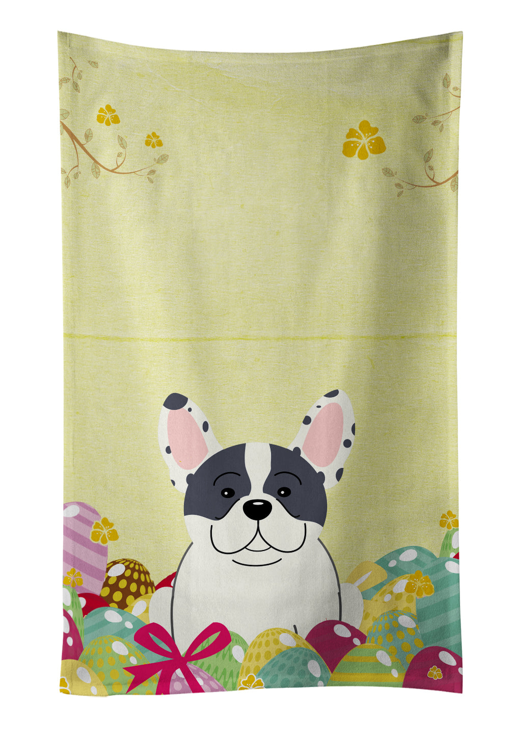 Easter Eggs French Bulldog Piebald Kitchen Towel BB6011KTWL - the-store.com