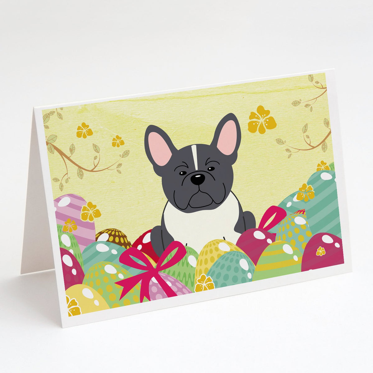 Buy this Easter Eggs French Bulldog Black White Greeting Cards and Envelopes Pack of 8