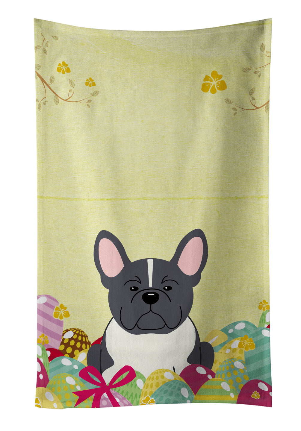 Easter Eggs French Bulldog Black White Kitchen Towel BB6012KTWL - the-store.com