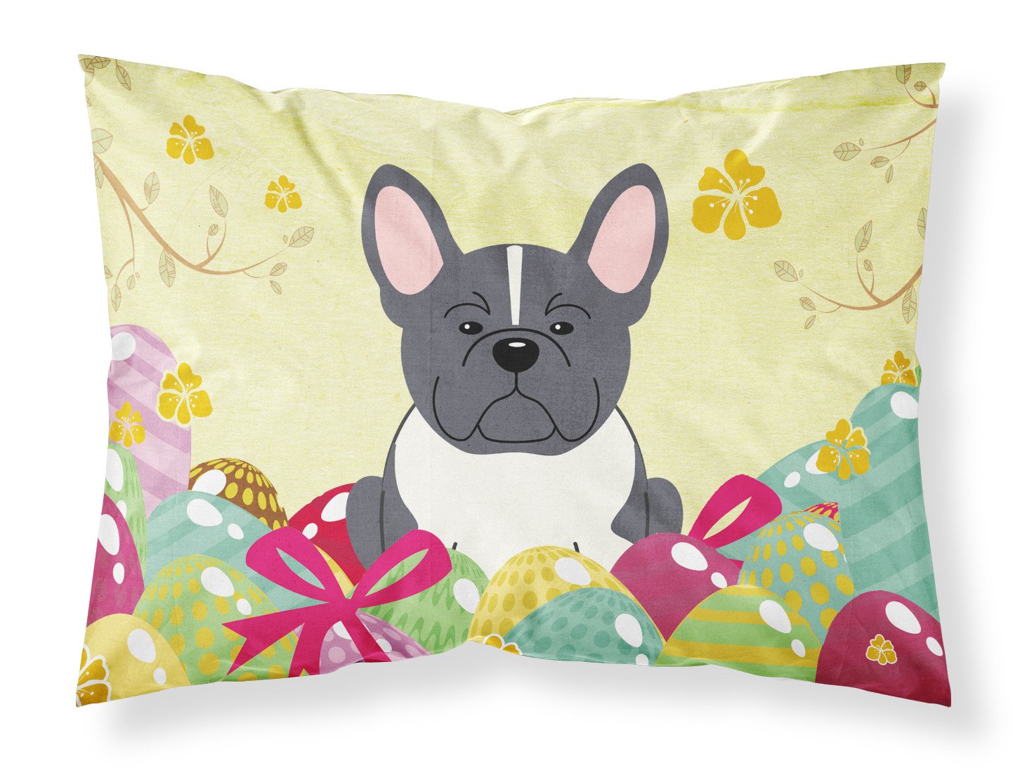 Easter Eggs French Bulldog Black White Fabric Standard Pillowcase BB6012PILLOWCASE by Caroline's Treasures