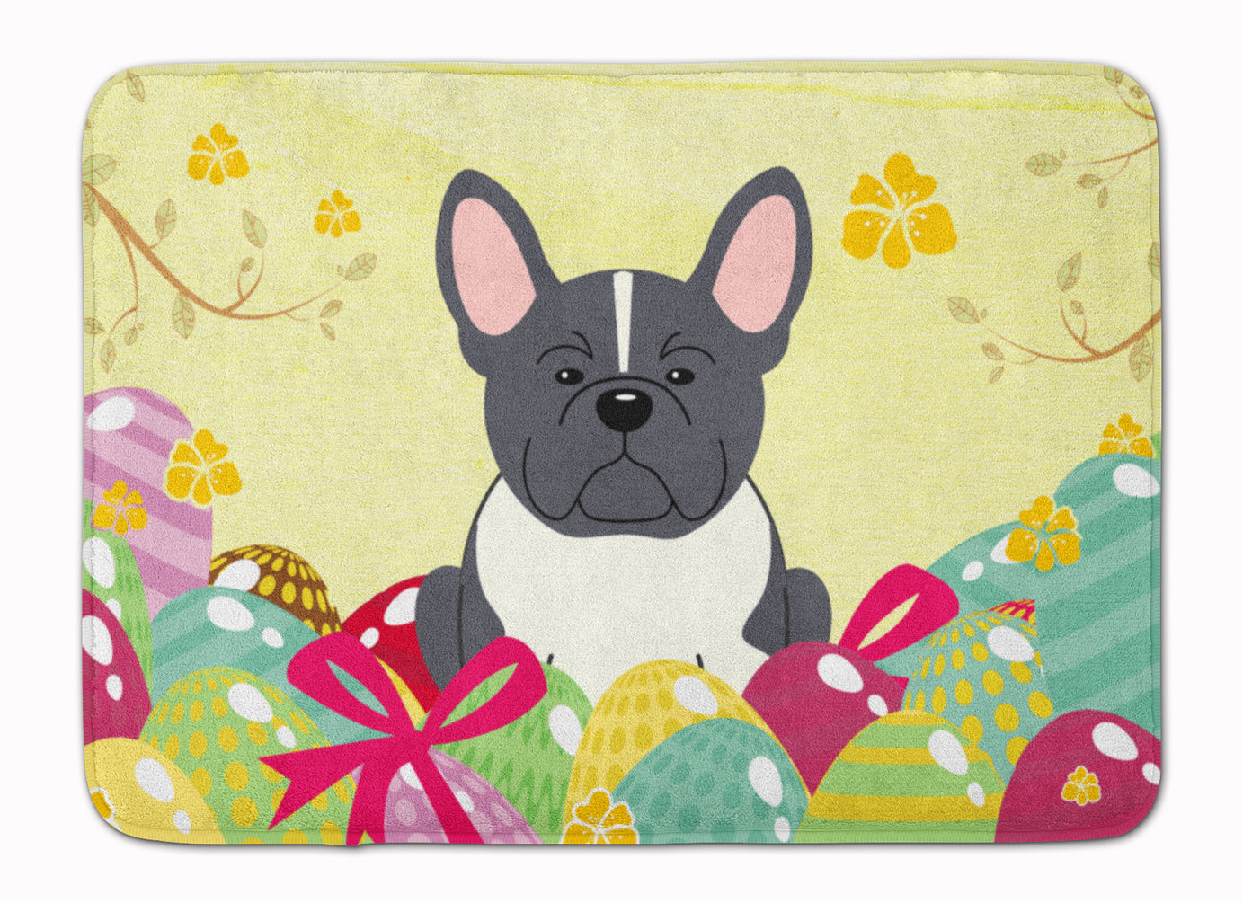 Easter Eggs French Bulldog Black White Machine Washable Memory Foam Mat BB6012RUG - the-store.com