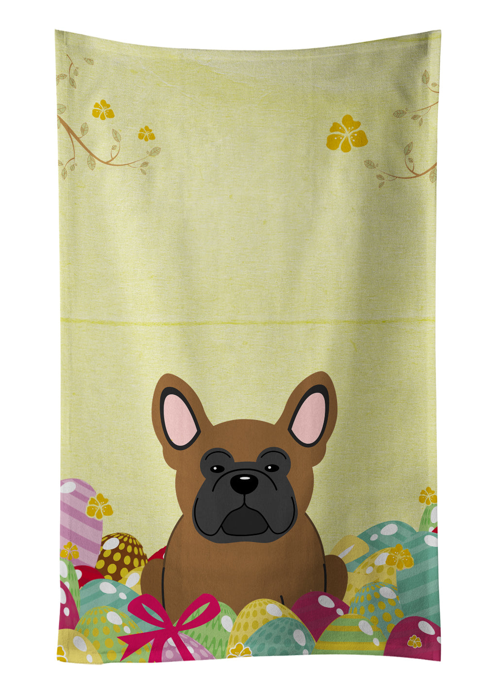 Easter Eggs French Bulldog Brown Kitchen Towel BB6013KTWL - the-store.com