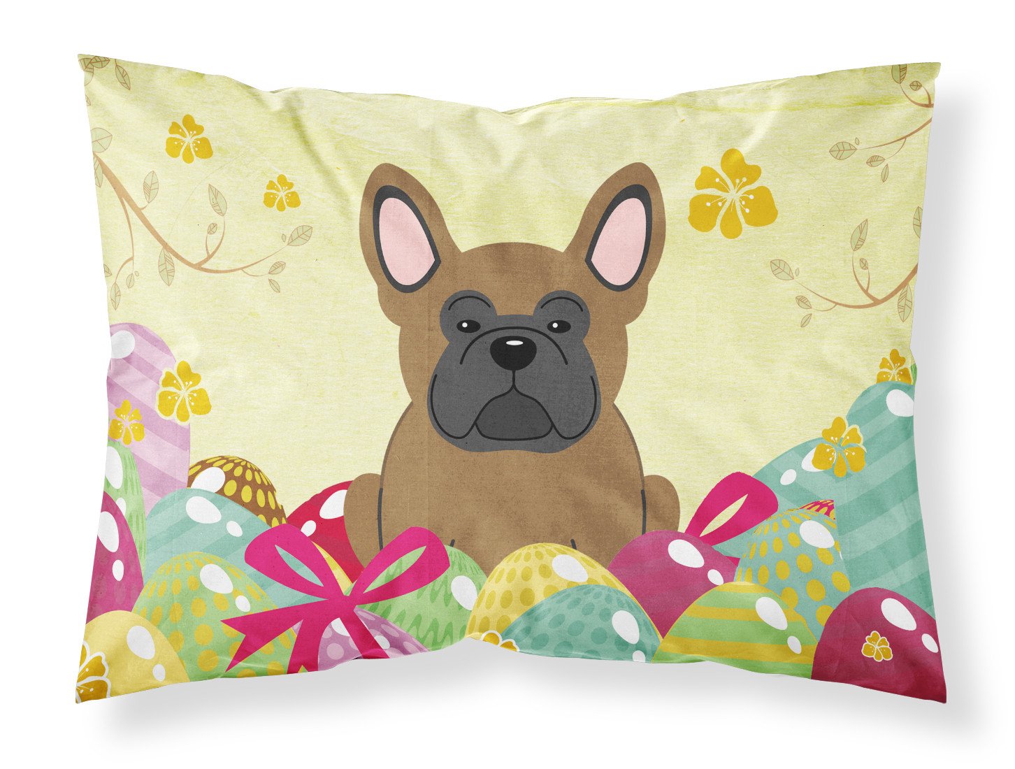 Easter Eggs French Bulldog Brown Fabric Standard Pillowcase BB6013PILLOWCASE by Caroline's Treasures