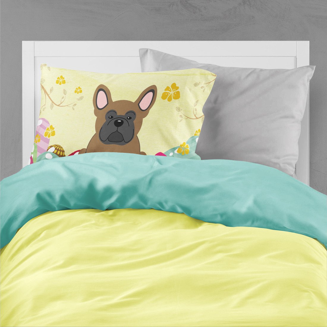 Easter Eggs French Bulldog Brown Fabric Standard Pillowcase BB6013PILLOWCASE by Caroline's Treasures