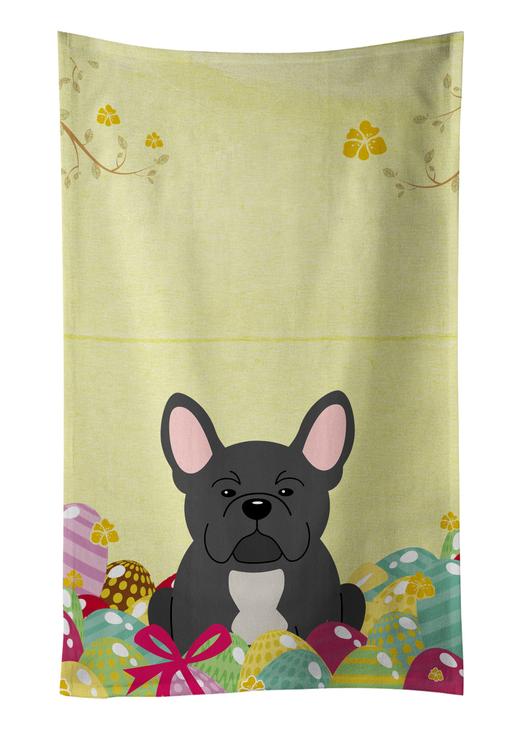 Easter Eggs French Bulldog Black Kitchen Towel BB6014KTWL - the-store.com