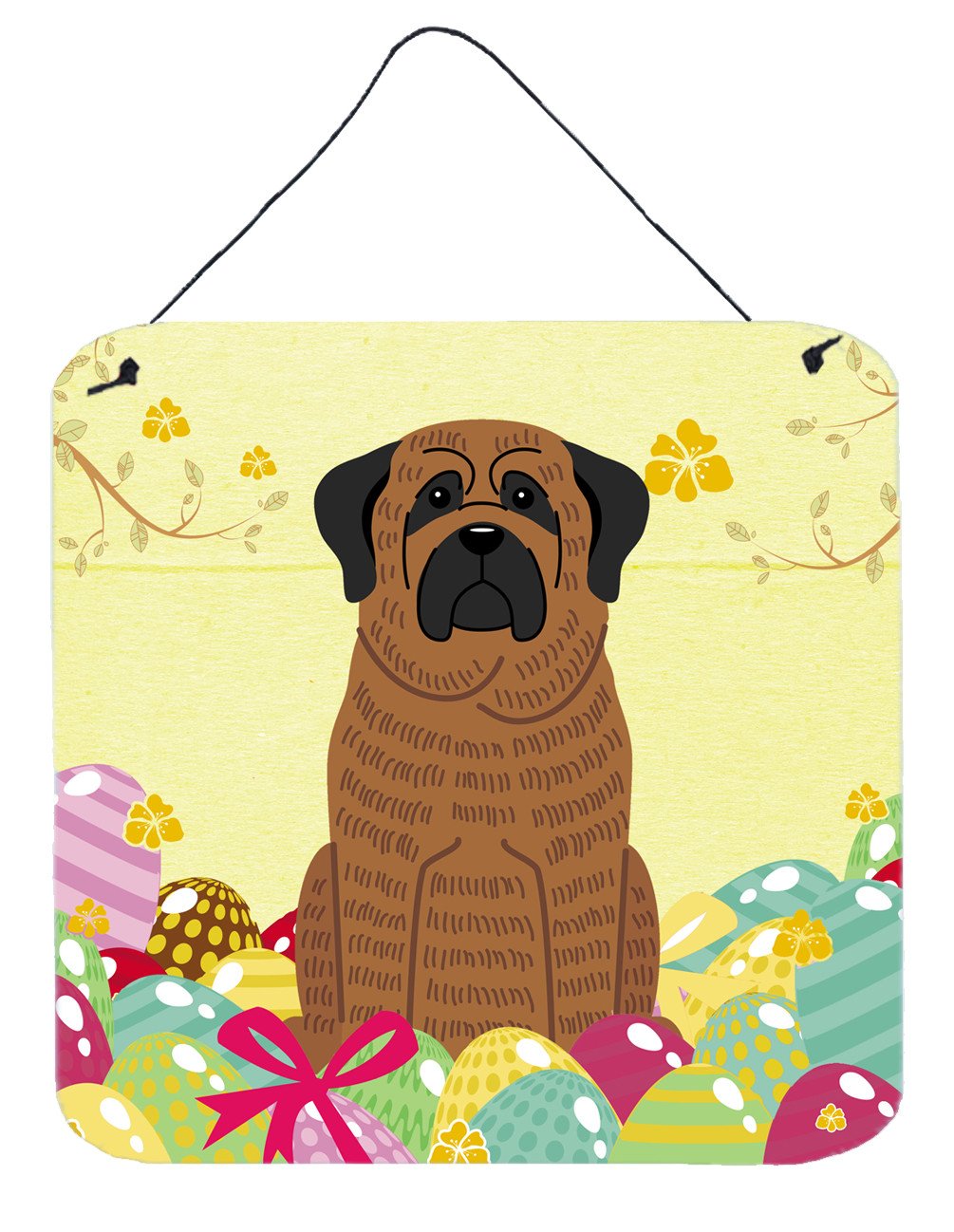 Easter Eggs Mastiff Brindle Wall or Door Hanging Prints BB6015DS66 by Caroline&#39;s Treasures