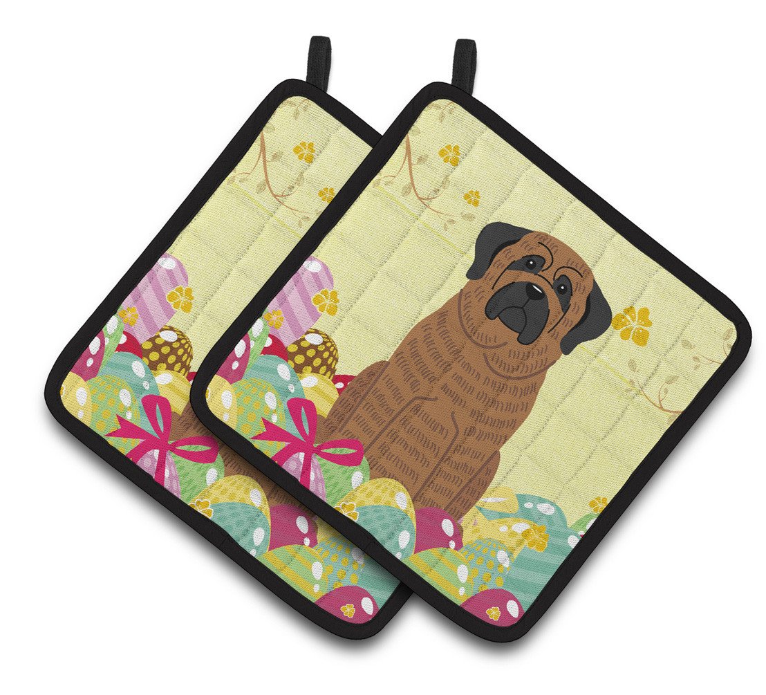 Easter Eggs Mastiff Brindle Pair of Pot Holders BB6015PTHD by Caroline's Treasures