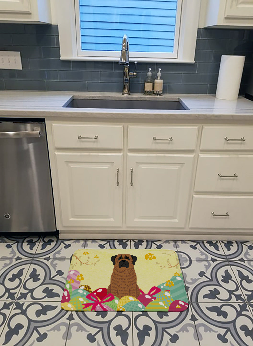 Easter Eggs Mastiff Brindle Machine Washable Memory Foam Mat BB6015RUG - the-store.com