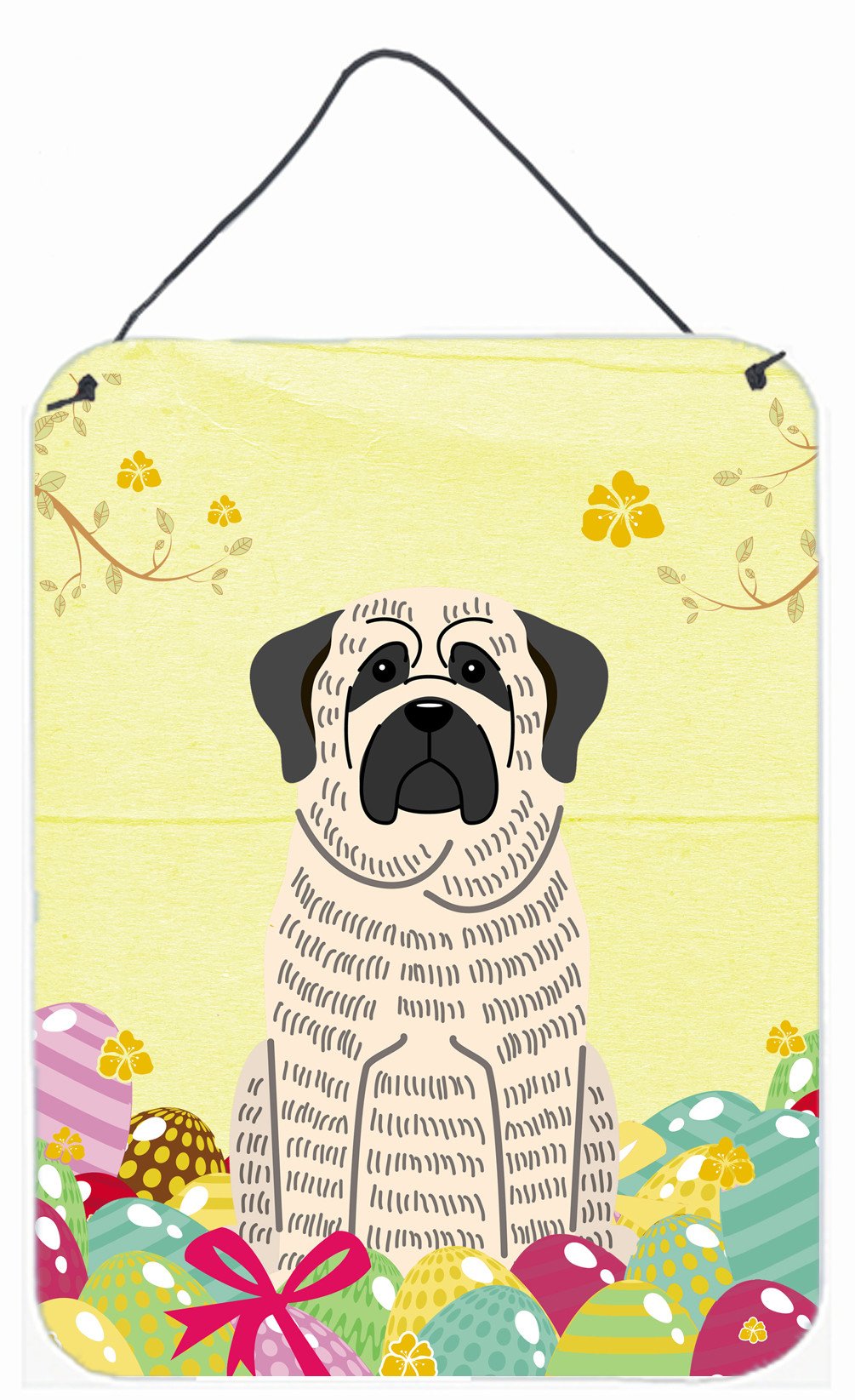 Easter Eggs Mastiff Brindle White Wall or Door Hanging Prints BB6016DS1216 by Caroline's Treasures