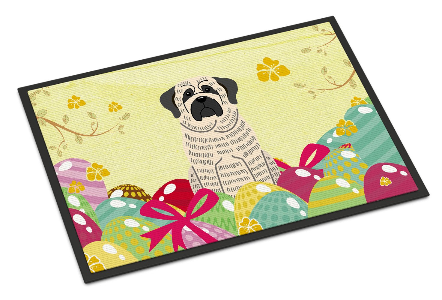 Easter Eggs Mastiff Brindle White Indoor or Outdoor Mat 24x36 BB6016JMAT by Caroline's Treasures